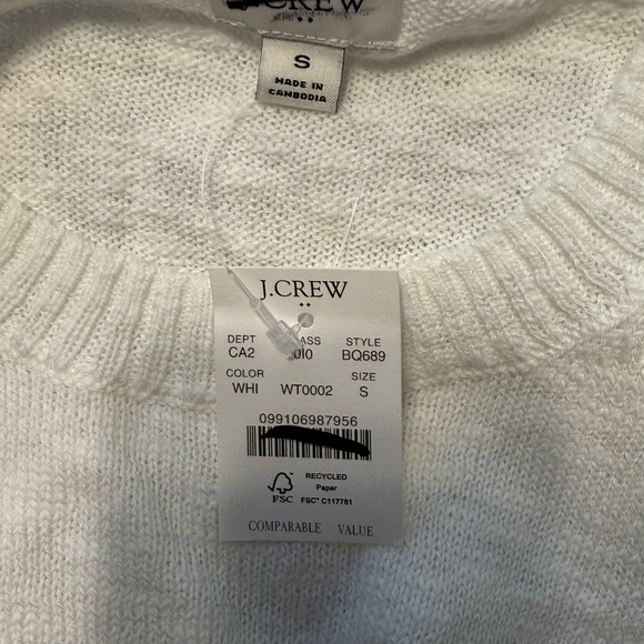 J. Crew Classic White Cotton Blend Beach Crewneck Sweater NWT S - Picture 10 of 12